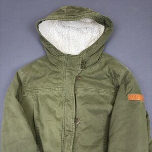 Hollister Sherpa Lined Parka Jacket Women’s Size Medium Olive Green (read desc)